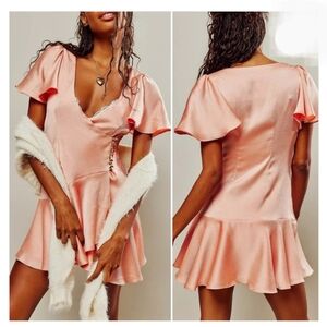 Free People Scarlett Mini Dress in Peach NWOT